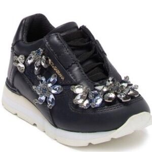 Dolce & Gabbana Black Sneakers with Crystal Embellishments